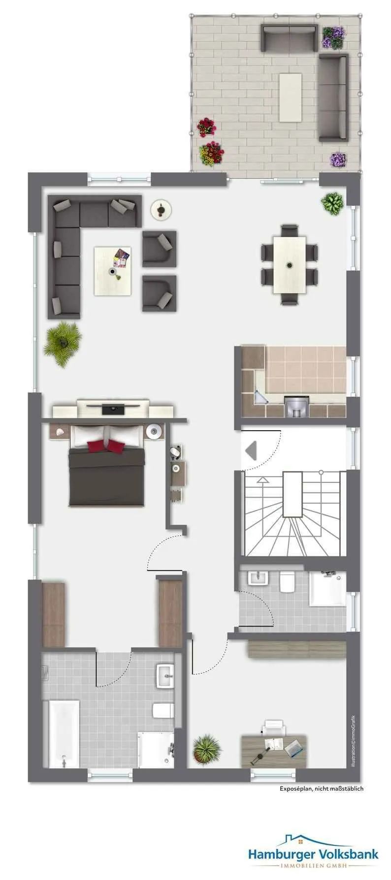 Immobilienangebot - Hamburg - Alle - Exklusive Neubau-Etagenwohnung mit Dachterrasse im Herzen von Hamburg-Harburg